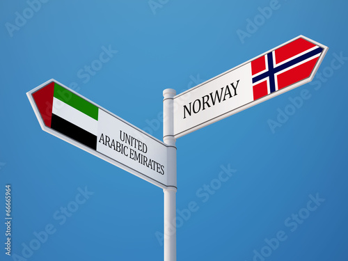 Norway United Arab Emirates. Sign Flags Concept