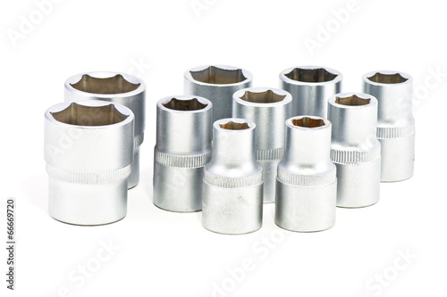 Torx Socket set for spanner on white background photo