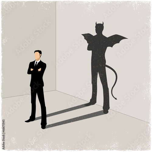 Gentleman casting shadow of evil