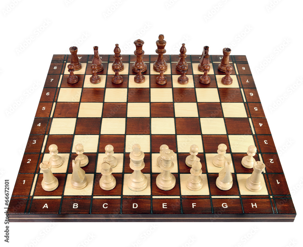 Wooden chess board with chess pieces Wooden chess board with chess pieces