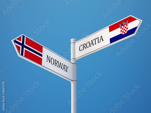 Norway Croatia. Sign Flags Concept