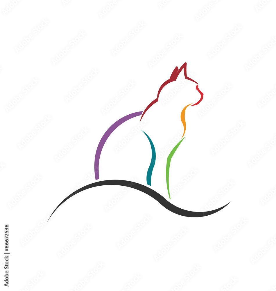 Naklejka premium Cat color styled silhouette image. Concept of animal pet,