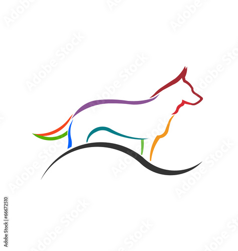 Dog color styled silhouette image. Concept of animal pet
