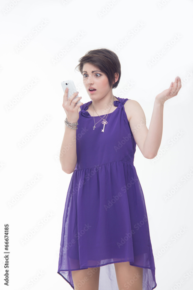 Emotional young woman on isolated white background Emotional young woman on isolated white background