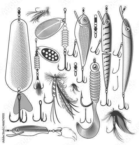 Vector illustration of artificial fishing lures