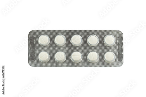medicines in blister packs isolated on white background