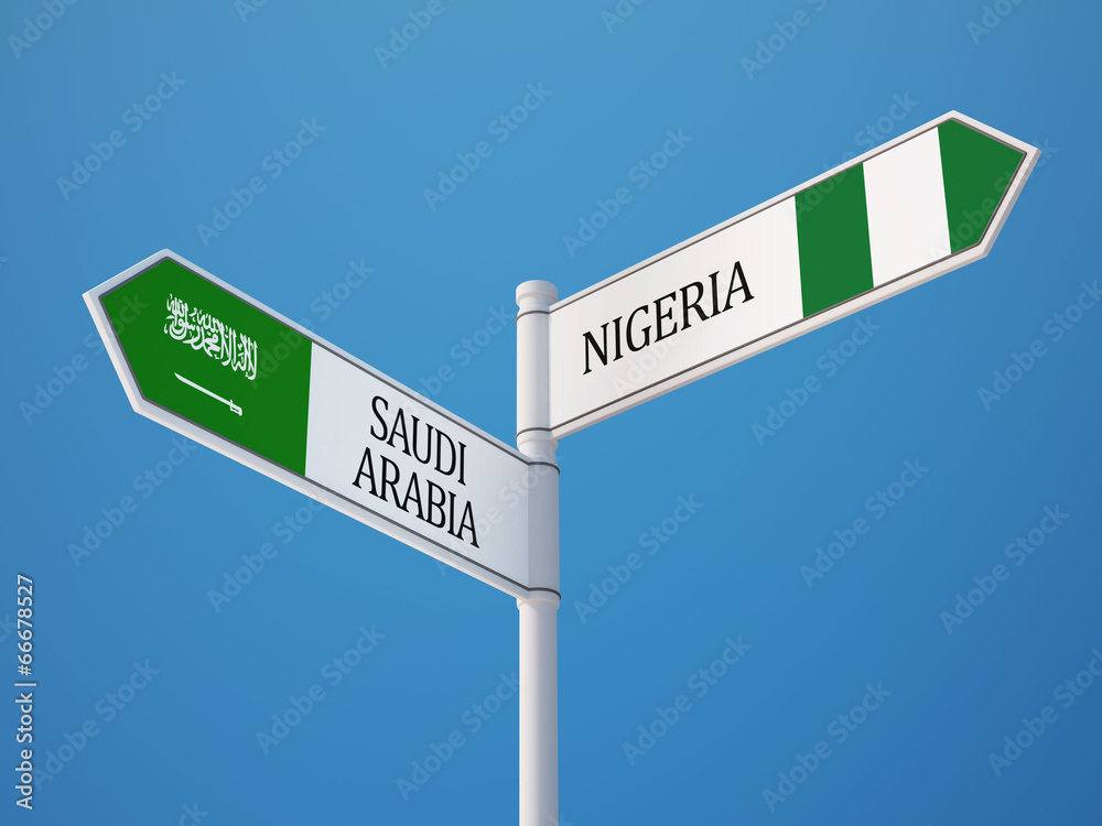 Fototapeta premium Saudi Arabia Nigeria Sign Flags Concept