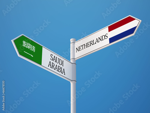 Saudi Arabia Netherlands Sign Flags Concept