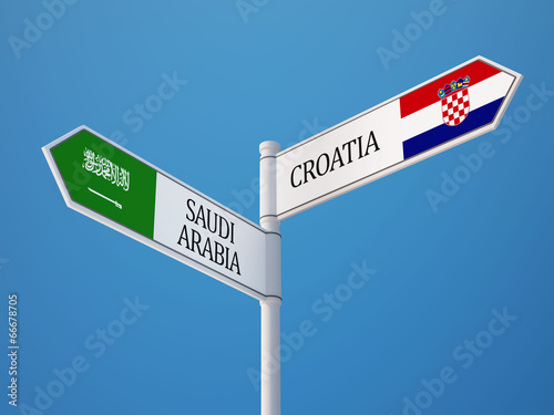 Saudi Arabia Croatia. Sign Flags Concept