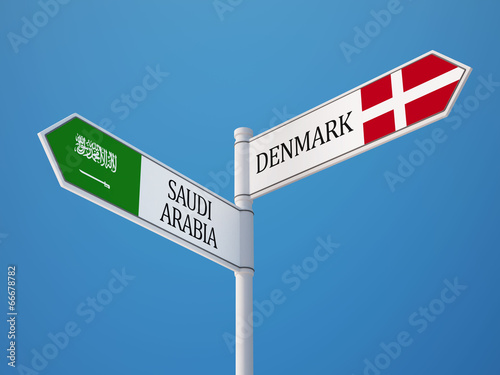 Saudi Arabia Denmark Sign Flags Concept
