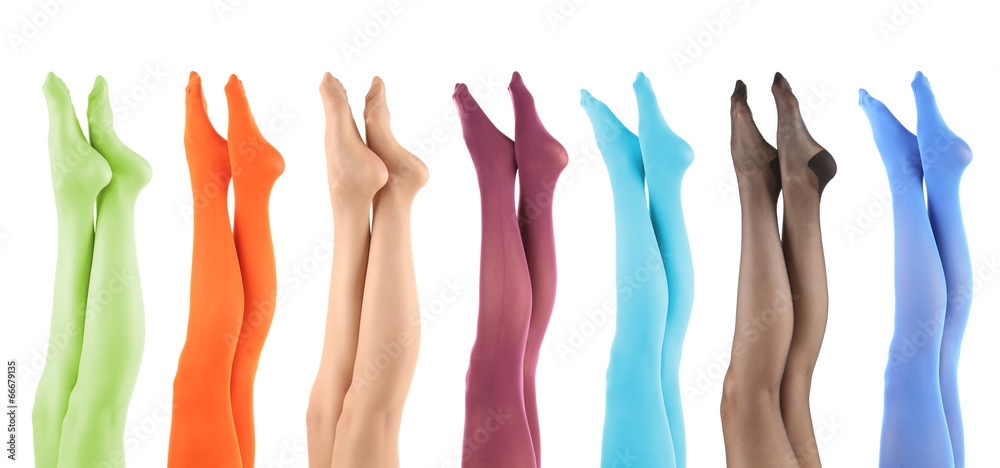 © Africa Studio - Collage of stockings on woman legs, isolated on white © Africa Studio - Collage of stockings on woman legs, isolated on white