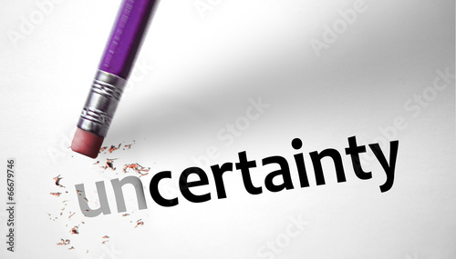 Obraz na plátně Eraser changing the word Uncertainty for Certainty