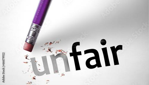 Eraser changing the word unfair for fair photo
