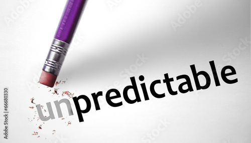 Eraser changing the word Unpredictable for Predictable photo