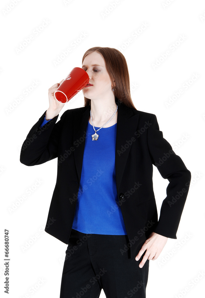 Woman drinking coffee. Woman drinking coffee.