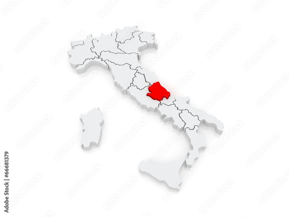 Map of Abruzzo. Italy.