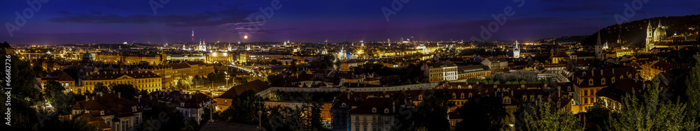Prague panorama at night, Czech Republic.