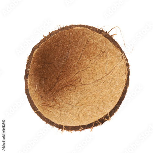Coconut fruit shell cut in half