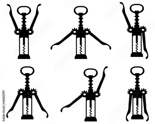 Black silhouettes of corkscrew 4, vector