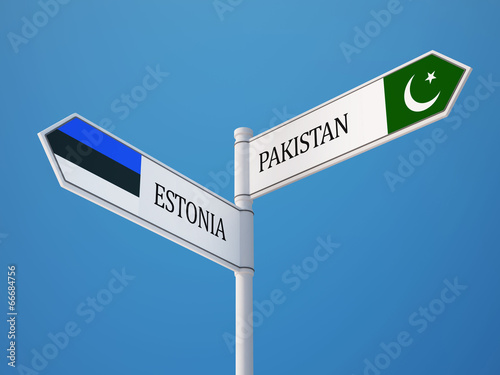 Estonia Pakistan Sign Flags Concept