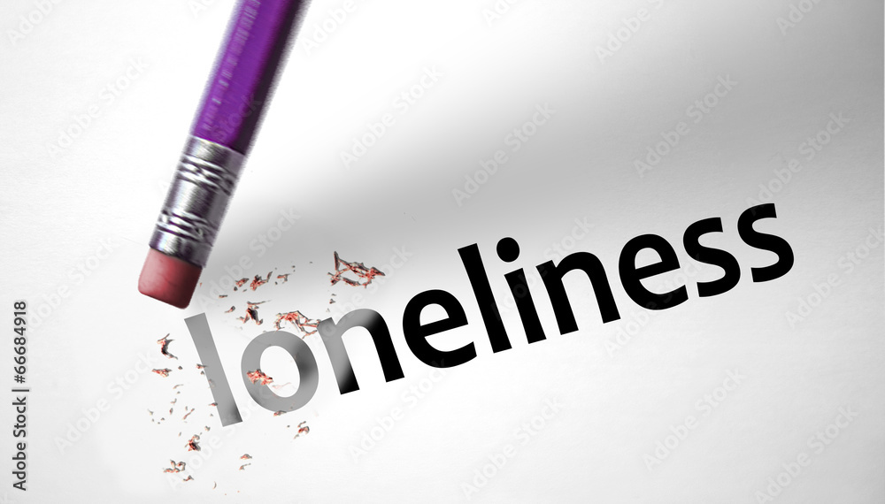 Eraser deleting the word Loneliness Stock Illustration | Adobe Stock