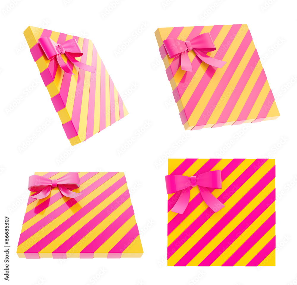 Wrapped gift box with a bow and ribbon Wrapped gift box with a bow and ribbon