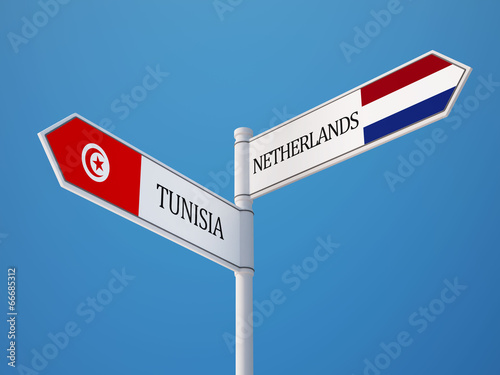 Tunisia Netherlands Sign Flags Concept