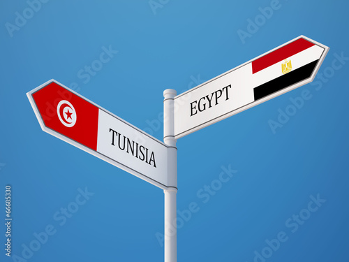 Tunisia Egypt Sign Flags Concept