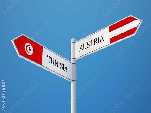 Tunisia Austria Sign Flags Concept