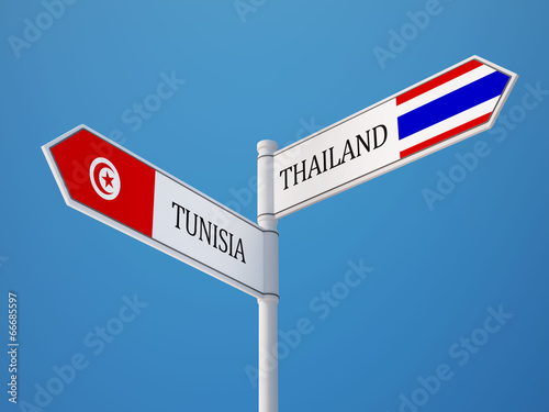 Thailand Tunisia Sign Flags Concept