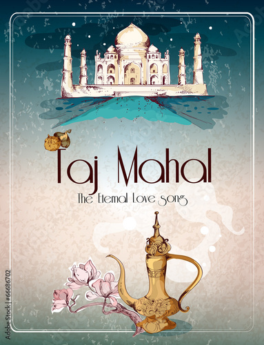 Taj Mahal retro poster