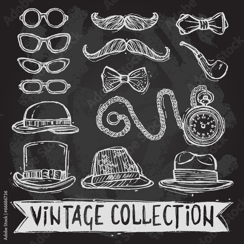 Vintage hats and glasses set