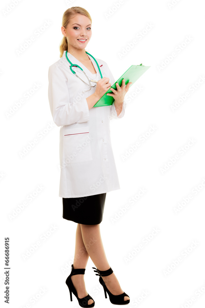 Woman doctor in lab coat with stethoscope. Medical Woman doctor in lab coat with stethoscope. Medical