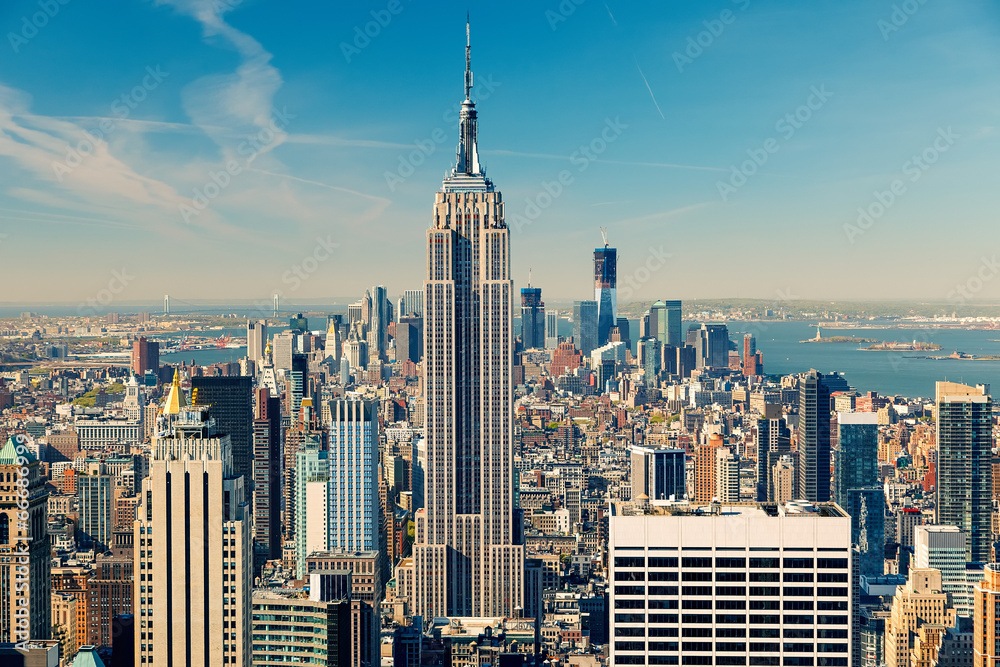 Manhattan aerial view - obrazy, fototapety, plakaty 