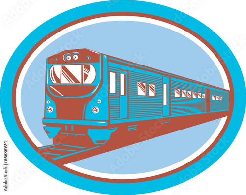 Passenger Train Front View Retro