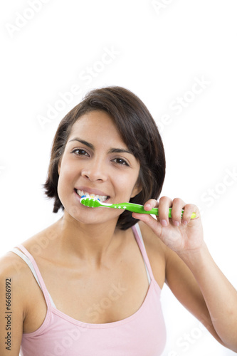 Attractive Woman Brushing Teeth