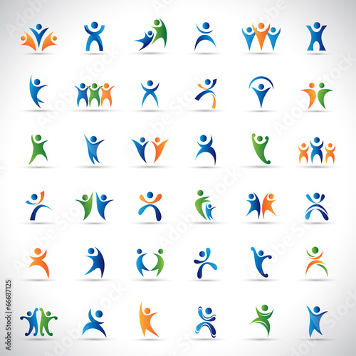 Abstract Human Symbols Set. Success, Celebration