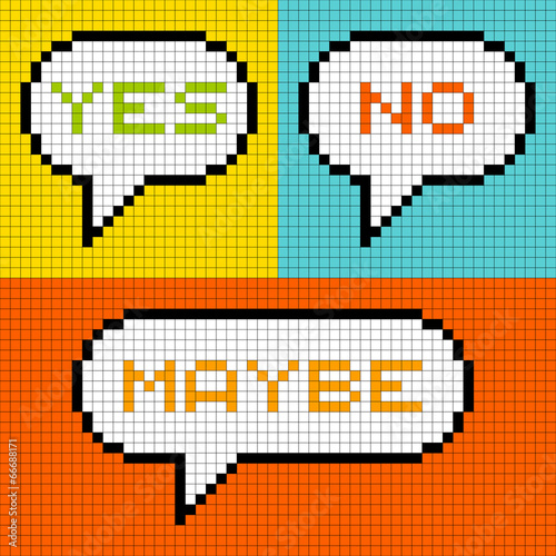 8-bit Pixel Yes No Maybe Speech Bubbles