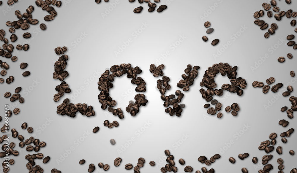 Love Coffee Bean on White Paper Love Coffee Bean on White Paper