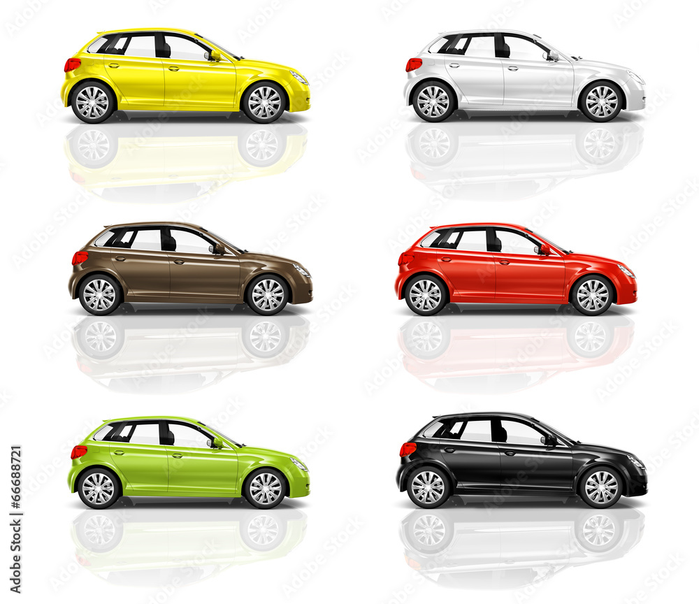 Collection of Multicolored New Modern Cars