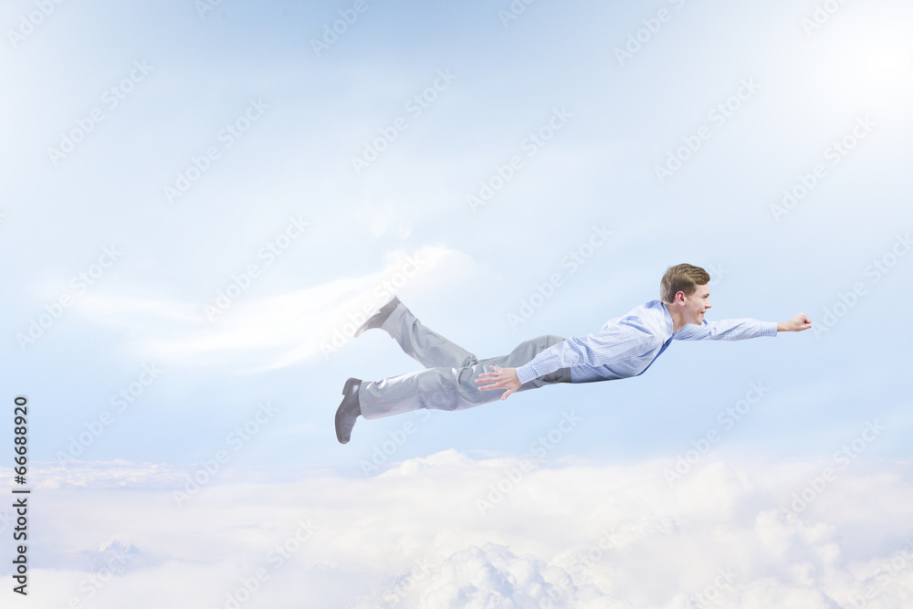 Flying businessman