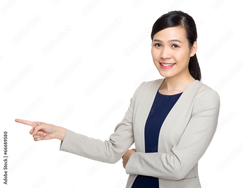 Business woman with finger point out