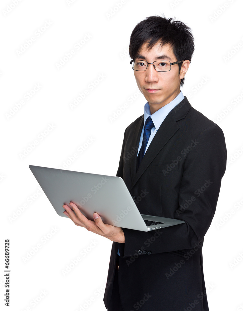 Businessman hold with laptop computer Businessman hold with laptop computer