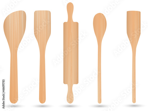 kitchen wood,spoon wood, knife wood and fork wood vector