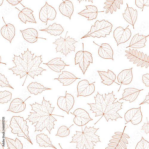 Seamless autumn leaves pattern template.