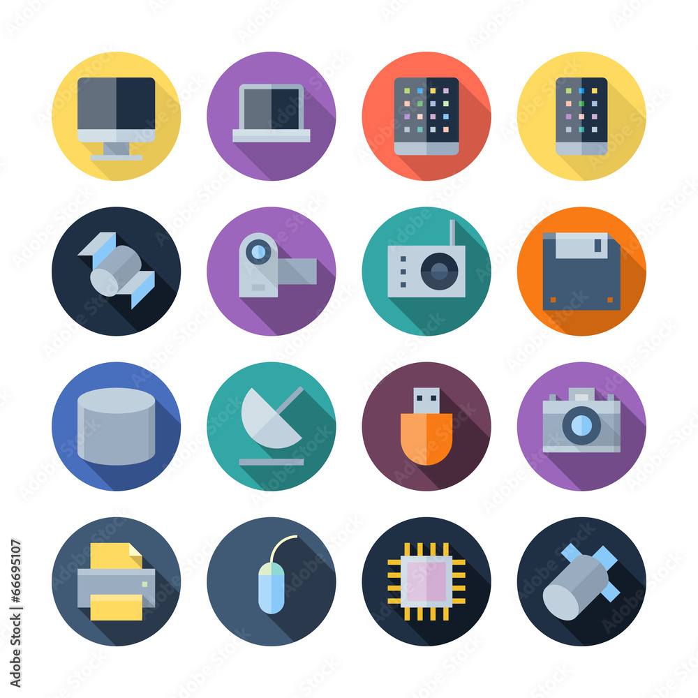 Flat Design Icons For Technology and Devices