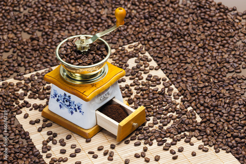 coffee mill with coffee beans