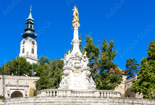 the plague column and castle in Nitra, Slovakia © Richard Semik