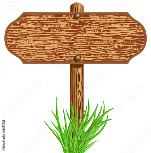 Wooden signboard and grass