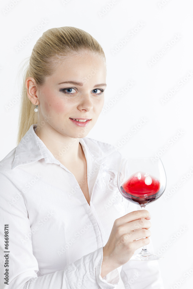 portrait of young woman with a glass of red wine portrait of young woman with a glass of red wine